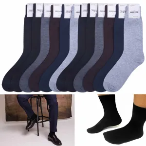 12 Pairs Mens Dress Socks Fashion Work Casual Crew Solid Multi Color Size 10-13