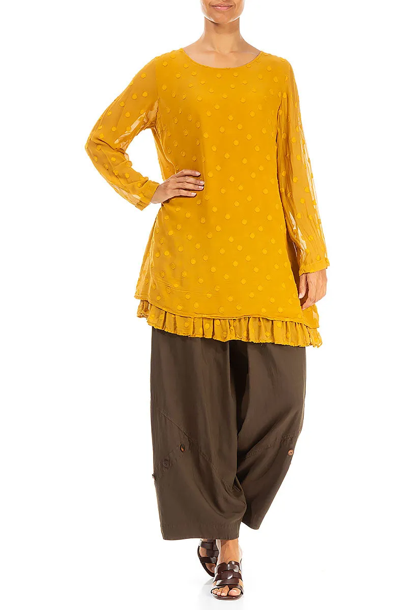 Buttons Decorated Chocolate Brown Silk Trousers