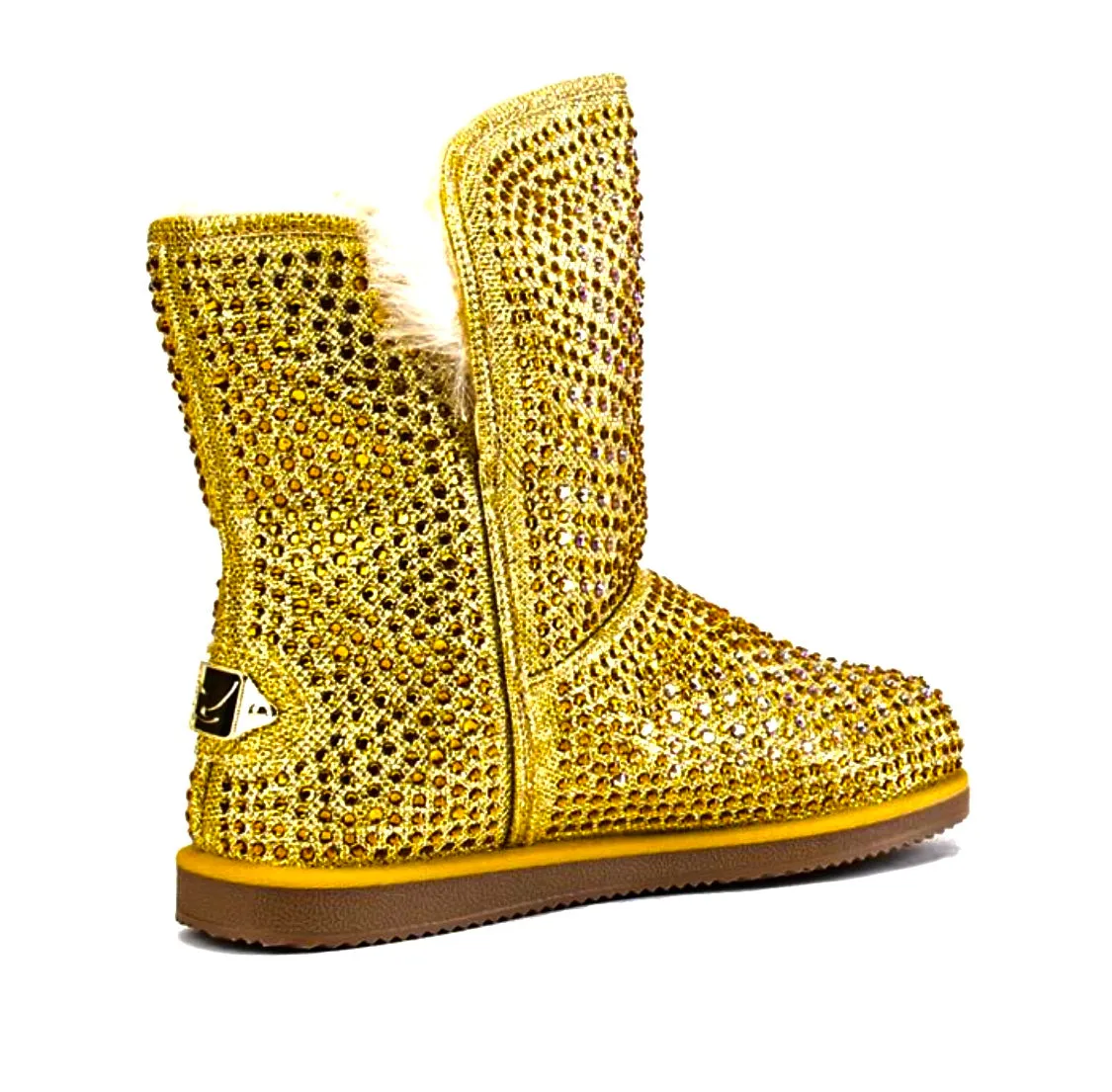 Gold Rhinestone Swarovski Crystal  Boots