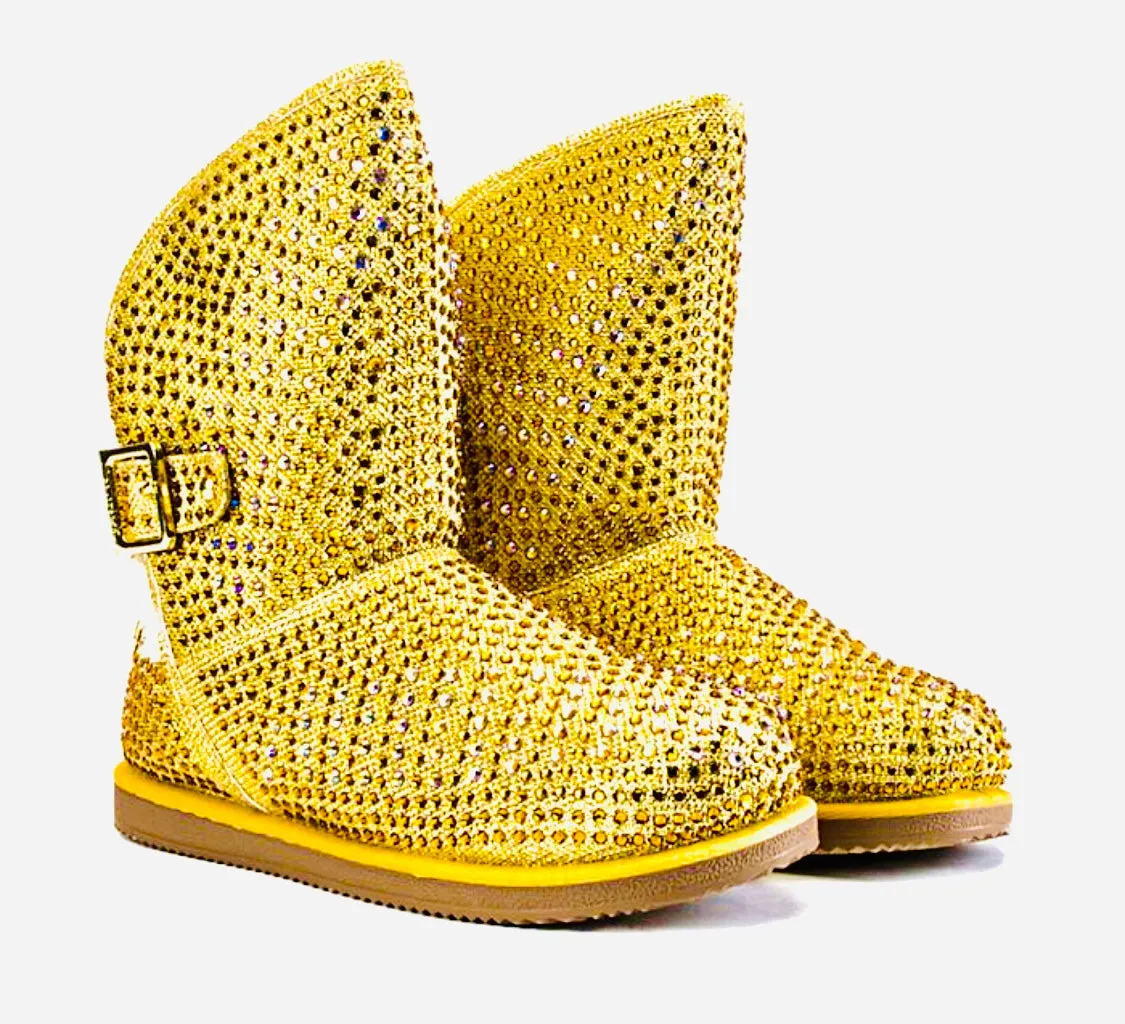 Gold Rhinestone Swarovski Crystal  Boots