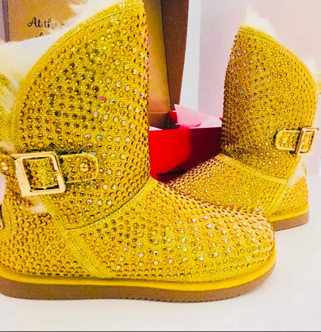 Gold Rhinestone Swarovski Crystal  Boots