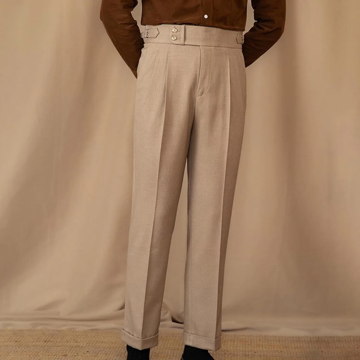 Men's Suit Pants Slim Fit Pleated Front Pant Vintage Dress Suit Pants Casual Smart Trousers Solid Business Office Pants