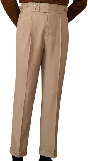 Men's Suit Pants Slim Fit Pleated Front Pant Vintage Dress Suit Pants Casual Smart Trousers Solid Business Office Pants