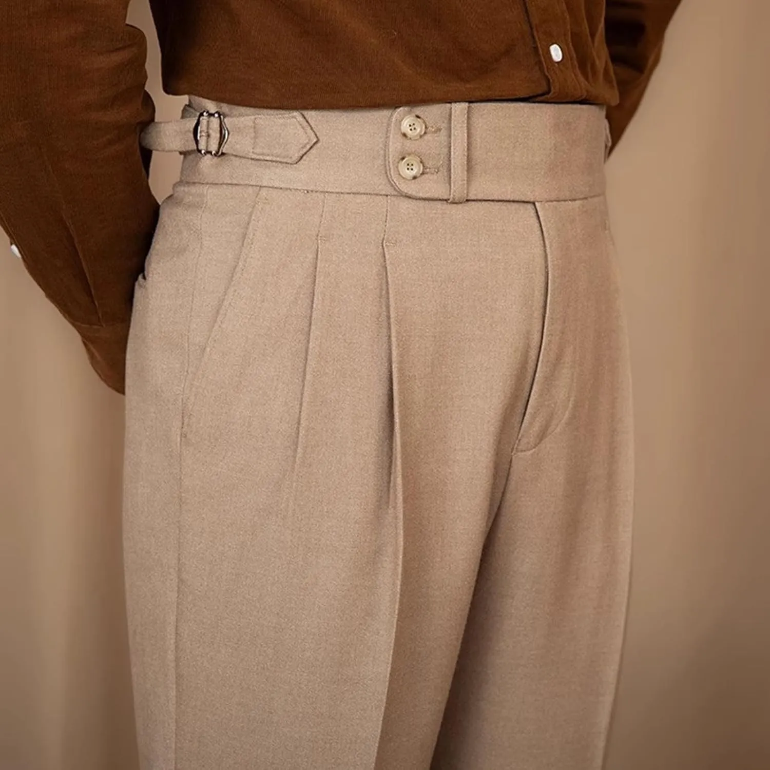Men's Suit Pants Slim Fit Pleated Front Pant Vintage Dress Suit Pants Casual Smart Trousers Solid Business Office Pants