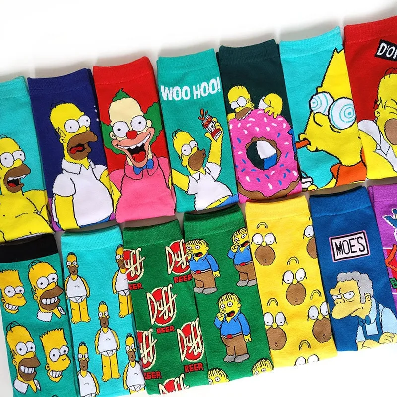 Street Style Cartoon Printed Casual Socks Set