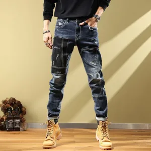 West Louis Fashion Handsome Personality Retro Patchwork Jeans